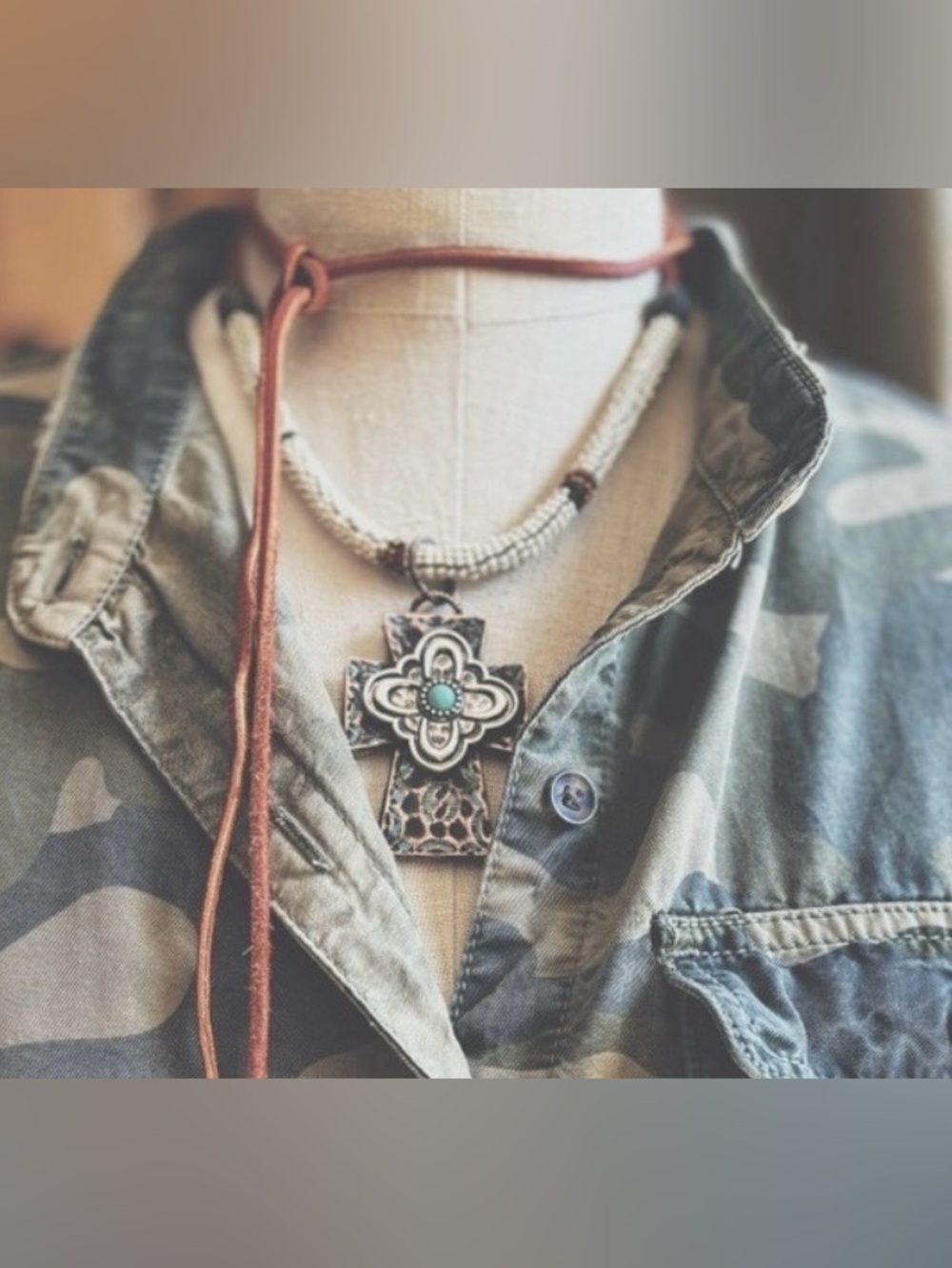 Necklace  Cross Reversible To Camouflage